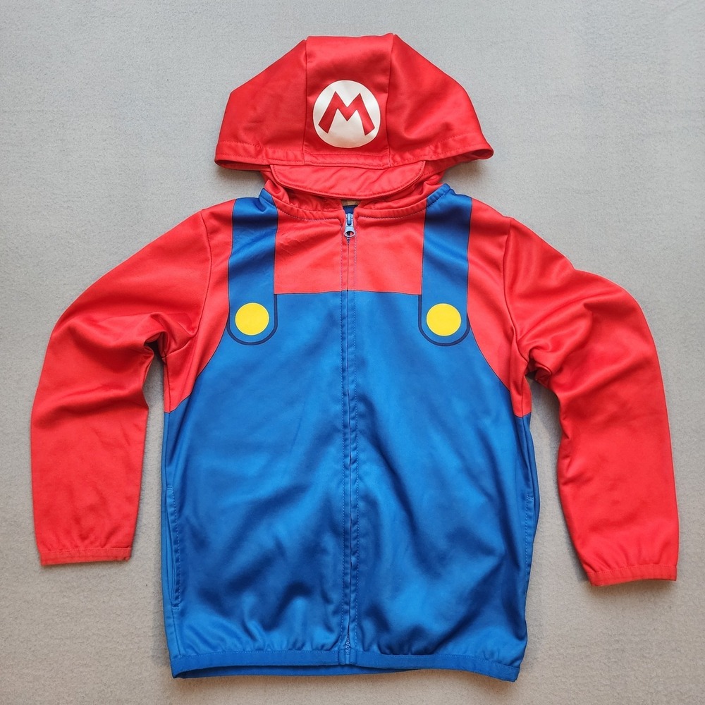 Jumping‎ Beans Super Mario Hooded Zip Jacket Kids Size 6 Full Zip Costume Hoodie